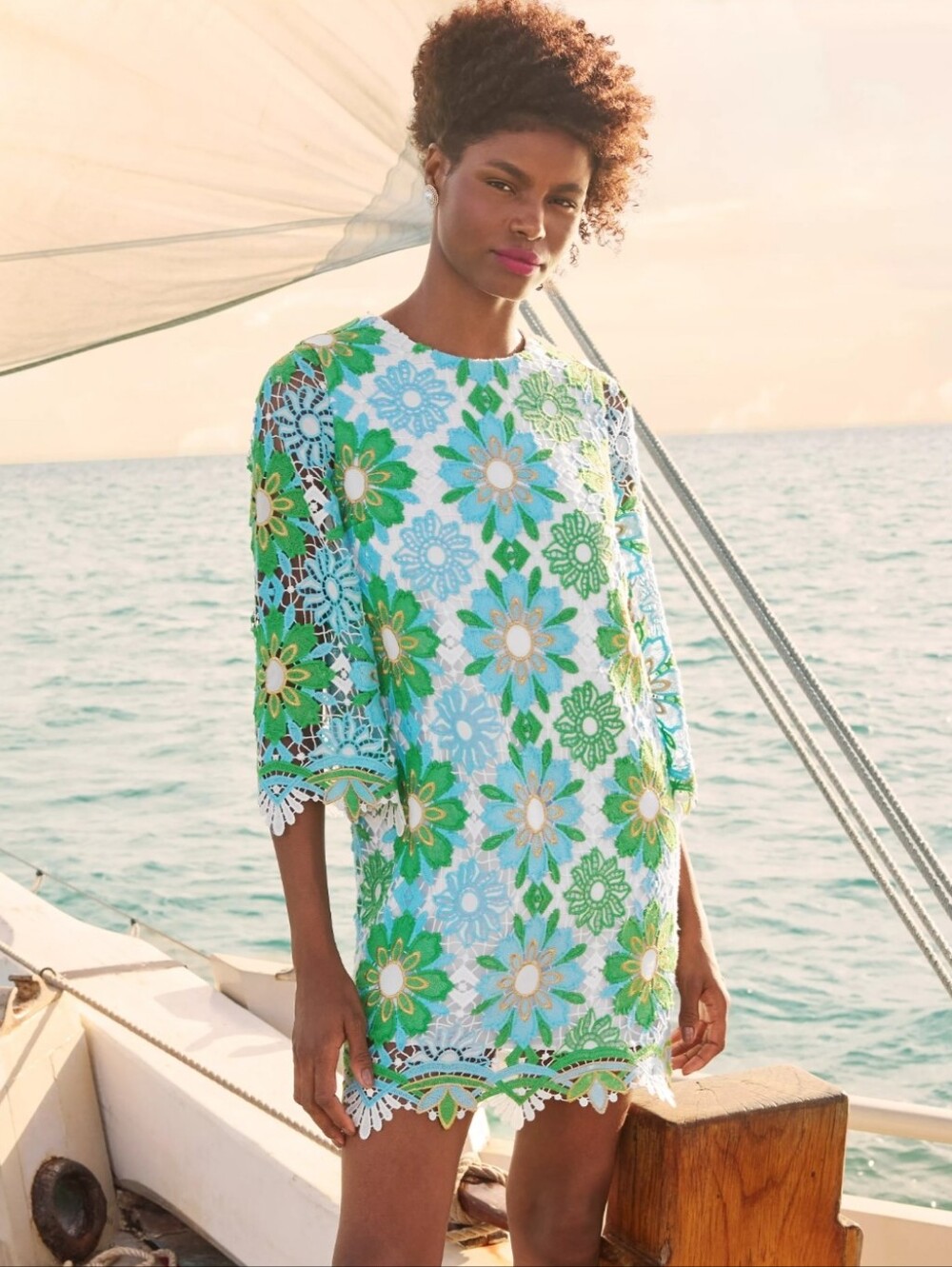 NWT Lilly Pulitzer Jouri 3/4 Sleeve Lace Dress Putting Green Sunshine Tile Lace - Picture 8 of 14